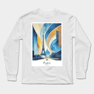 Abstract Paris Eiffel Tower in France Long Sleeve T-Shirt